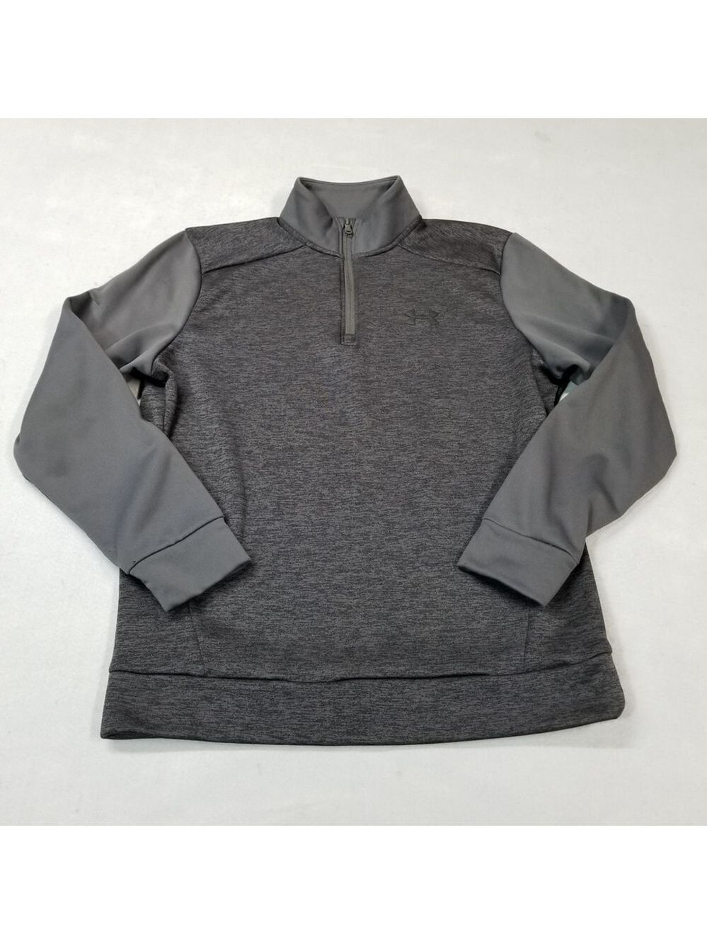 Under Armour 1/4 Zip Sweater Mens Size M Gray Heathered Fleece Lined Pullover